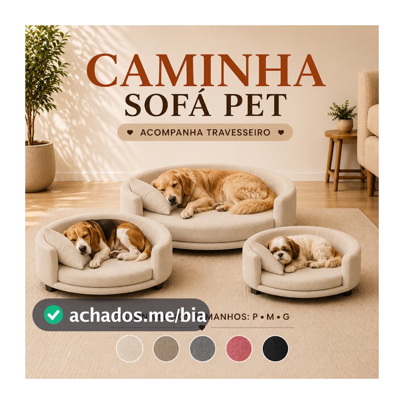 Caminha Sofá Pet Todos Tamanhos Com Travesseiro Ideal Cães e Gatos de Pequeno a Grande Porte Em Veludo Premium Reforçada