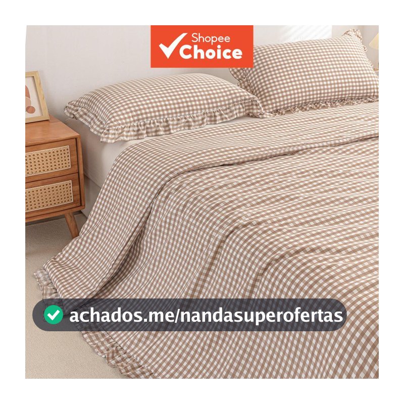 Conjunto De Cama Pastoral Country De 3 Peças – Capa De Edredom Com Babados Xadrez De Microfibra 100 % Ultramacia 1 + 2 F