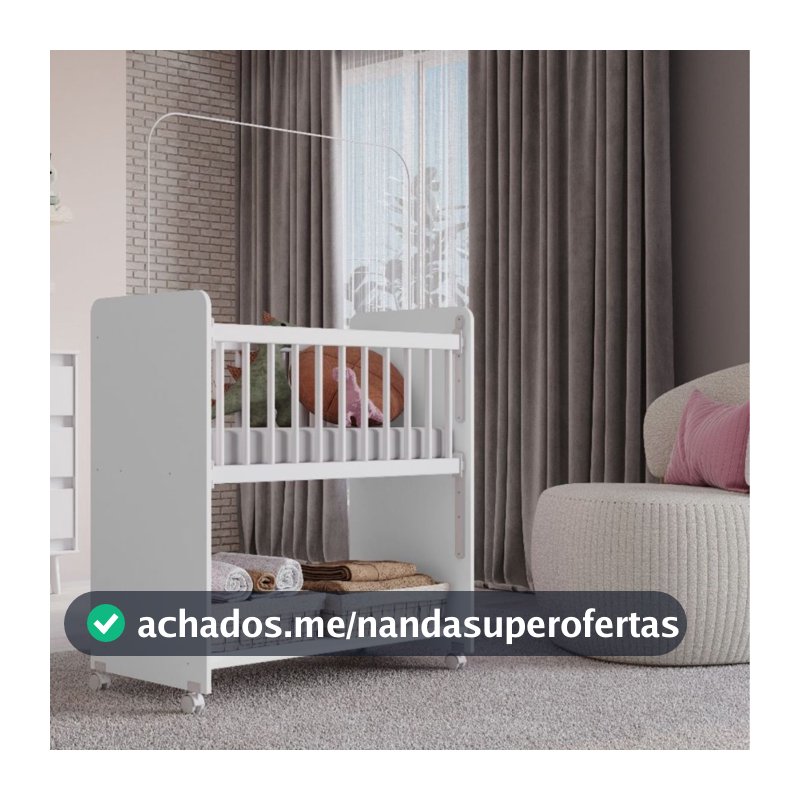 Mini Berço Movel com Rodízios + Colchão e Suporte Mosqueteiro