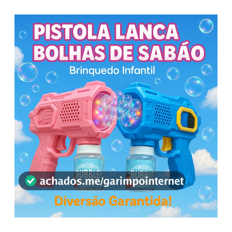 Lança Bolhas de Sabão com Luz Brinquedo Infantil Arminha de Bolha Diversão Crianças