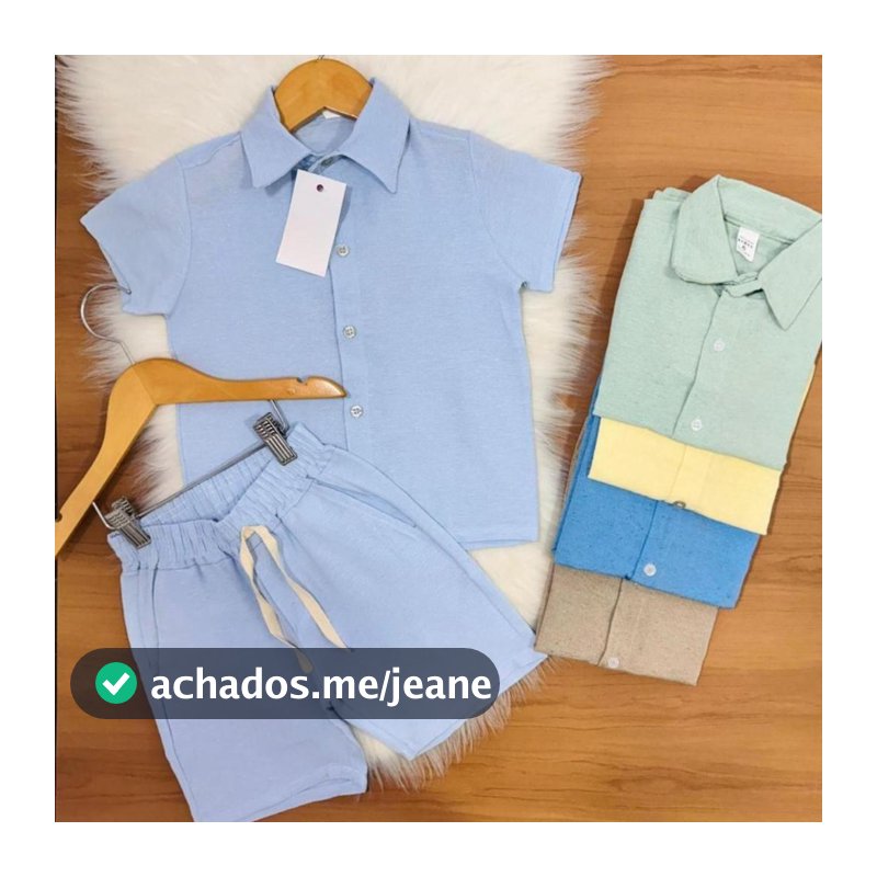 Conjunto Infantil Linho Camisa e Short Menino 2 Peças