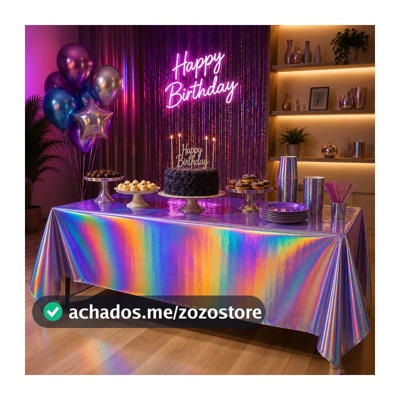 Decoração de Festa Toalha de Mesa Plástica Holográfica Aniversário Resistente 137x274CM  Fruta Cor Dourada Prata