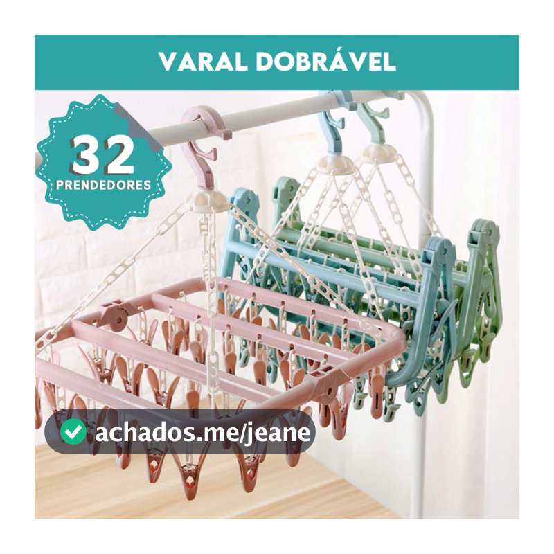 Varal de Roupas Íntimas Dobravel Com 32 Prendedores -  Meias, Calcinhas e Cuecas - CH