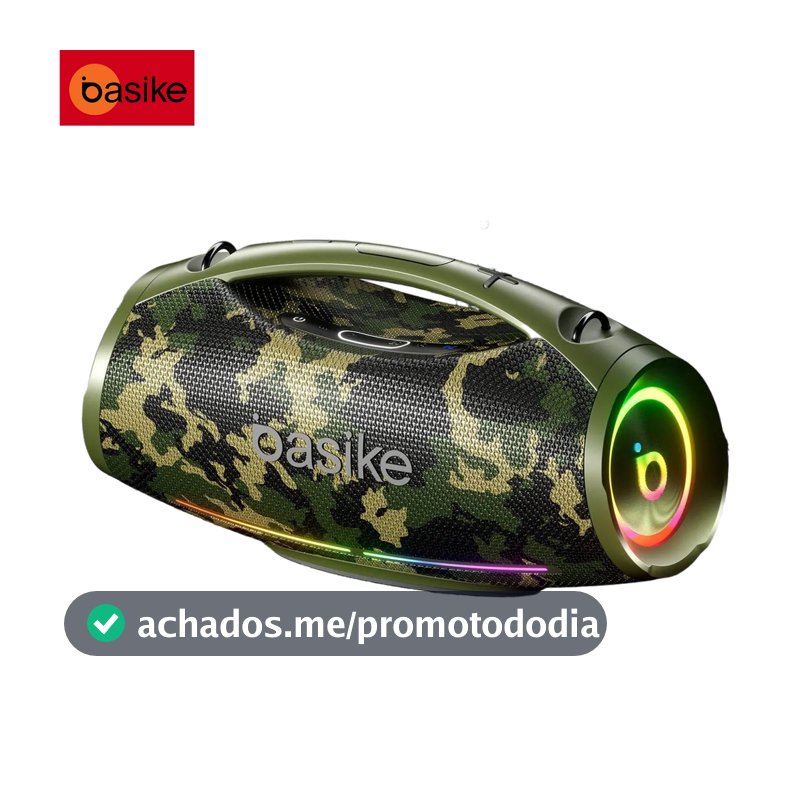 Caixa de Som Bluetooth Basike 200W Boombox 30000mAh IPX6 À Prova D'água RGB TWS Bass Boost 36h Festa Portátil