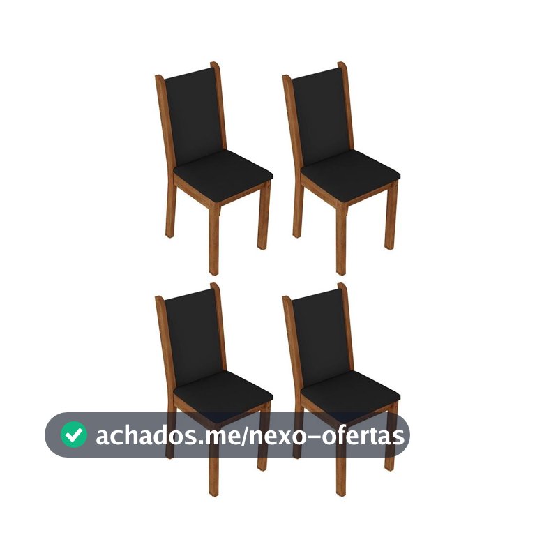 Kit 4 Cadeiras de Jantar 4291 Rustic/Preto Madesa