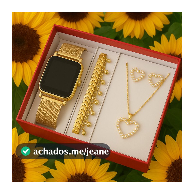 Kit Feminino com Relógio LED + Pulseira + Brincos | Presente Elegante e Sofisticado