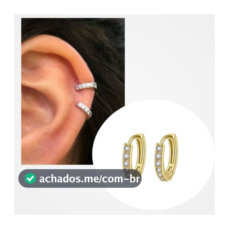 1 Par De Brinco Para Cartilagem Cravejada Com Pedras-Dourado-Pequeno