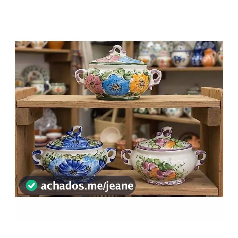 Sopeira colonial em cerâmica artísticas decorada