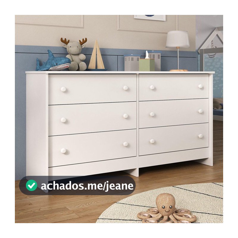 Cômoda Infantil 136cm com 6 Gavetas Flex Multimóveis MP4262
