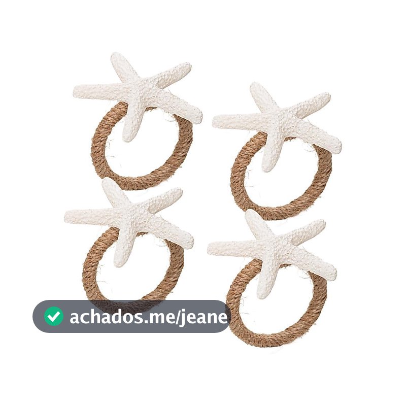 Conjunto 4 Anéis para Guardanapos Maré Branco Plástico