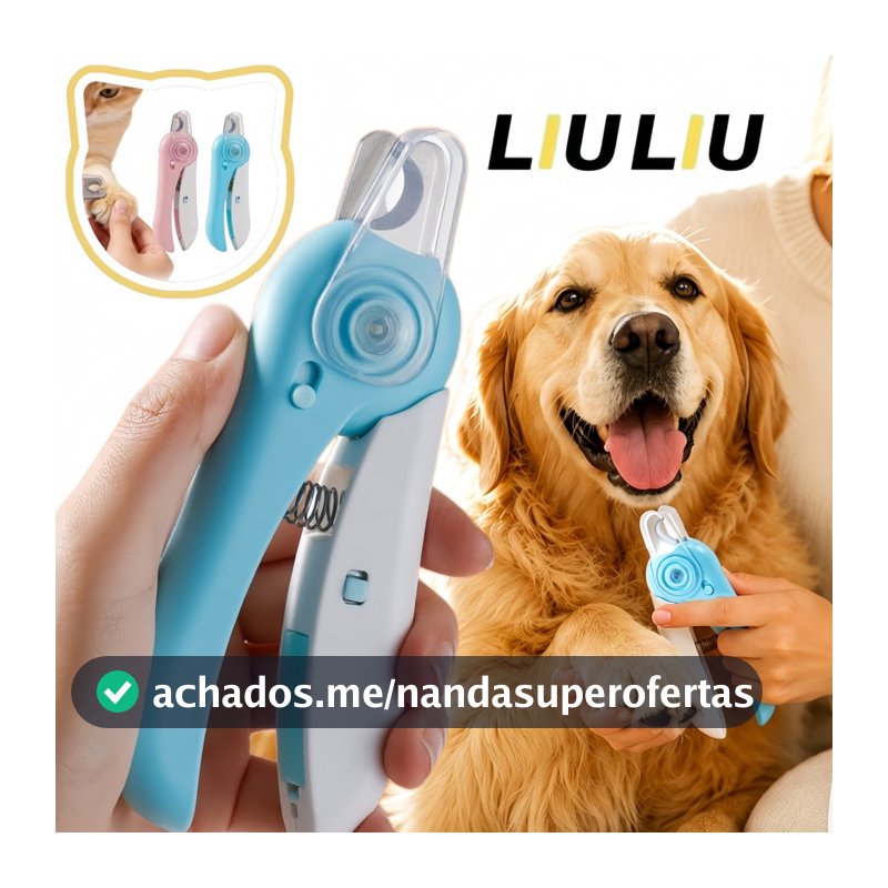 Alicate de Unhas para Pet com Luz LED e Lixa Embutida, Corte Seguro Sem Ferir Cães e Gatos de Pequeno e Médio Porte