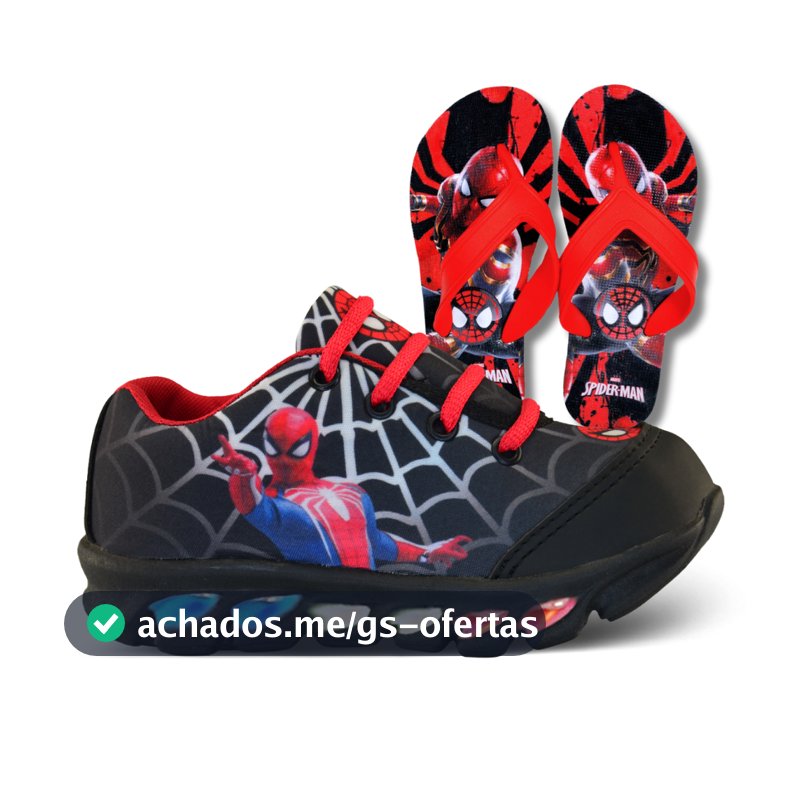 tenis de led infantil masculino homem aranha + chinelo