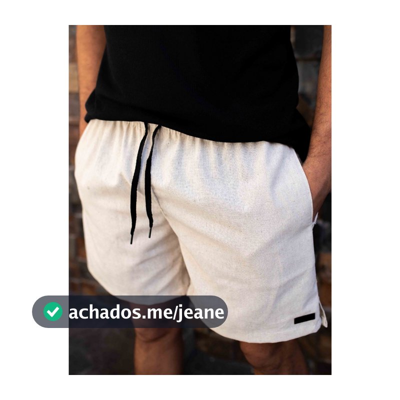 Bermuda ou shorts de Linho básica com bolso embutido Short Casual Plus Size Masculino