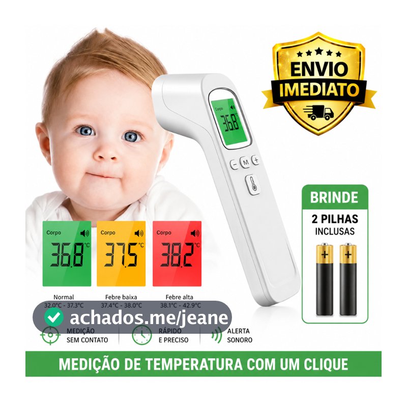 Termômetro Digital Infravermelho Sem Contato Testa LCD Medidor de Febre Adulto Bebê Infantil Rápido e Preciso