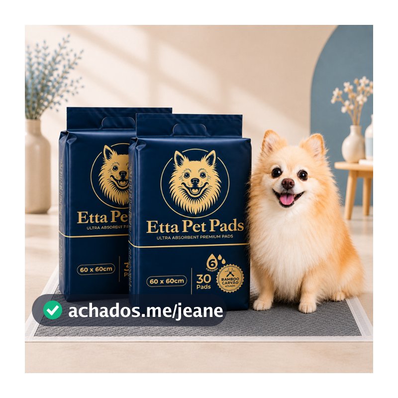 Tapete Higiênico Cães 60x60 Kit 2 60un Carvão Ativado Absorção 5x Controle Odor Etta Pet Pads