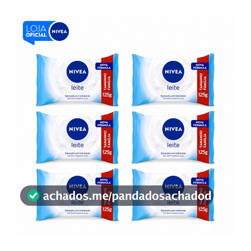 KIT NIVEA Sabonete em Barra Leite 125g - 6 Unidades