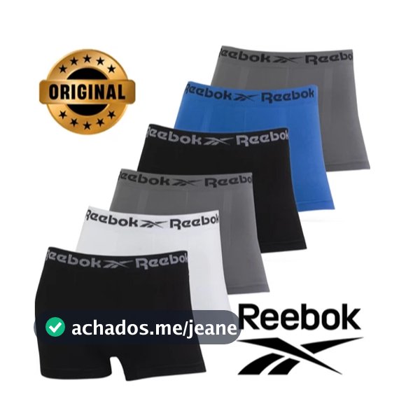Kit 6 e 8 Cuecas Boxer Reebok Masculina Original Microfibra Sem Costura Box Confortável Lisa Adulto