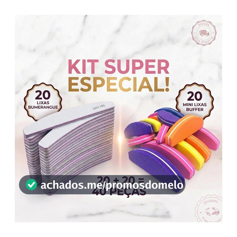 20 Bumerangue 100/180 + 20 Mini Buffer Colorida Profissional