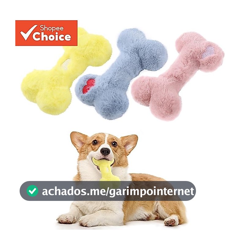 Brinquedo de Pelúcia em Forma de Osso com Voz Ladrar Molar para Animais de Estimação
