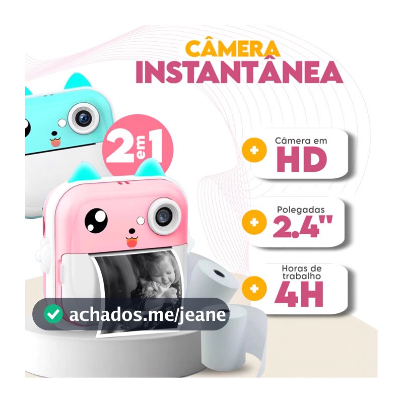 Camera Impressora Infantil Para Crianças Vídeo Fotografia Digital Fotográfica Toy Mini Térmica Boy Girls janoclick