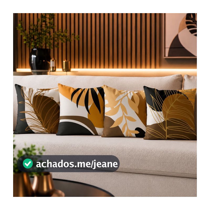 Kit 4 Capas De Almofadas Decorativas Modernas 45x45 Com Zíper Luxo Estampada Sofá Sala e Quarto