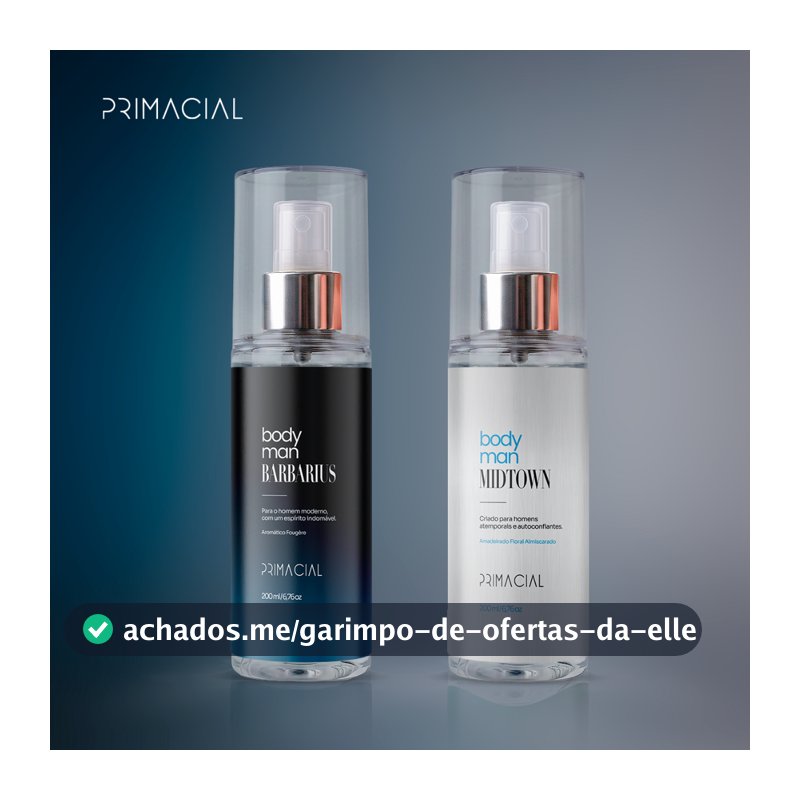 KIT BODY SPLASH MASCULINO BARBARIUS E MIDTOWN 200ML - PRIMACIAL PERFUME FRESCO AMADEIRADO