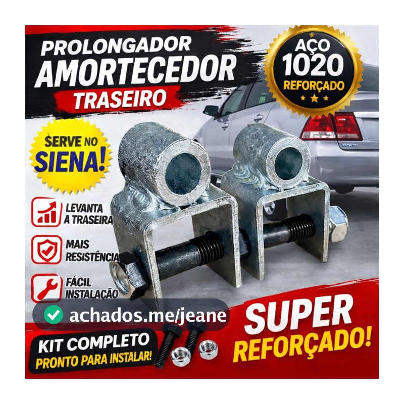 Prolongador Amortecedor Traseiro Palio Siena Corsa Reforçado Aço 1020 Levanta Suspensão Kit Completo