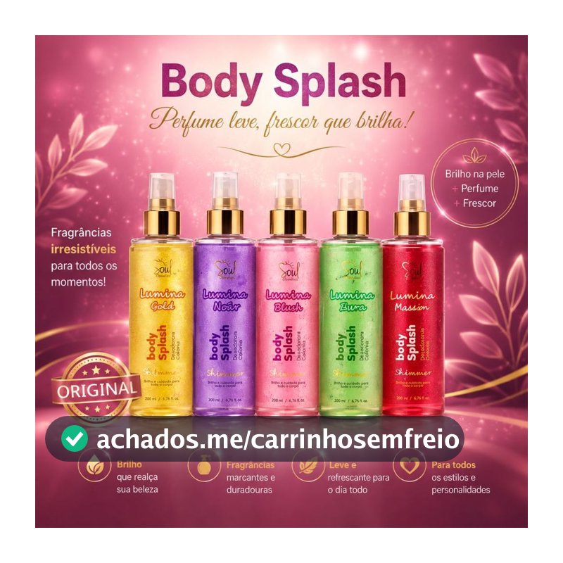 Body Splash Lumina Soul Cosméticos 200ml Com Brilho Feminino Original | Aura, Blush, Gold ou Passion