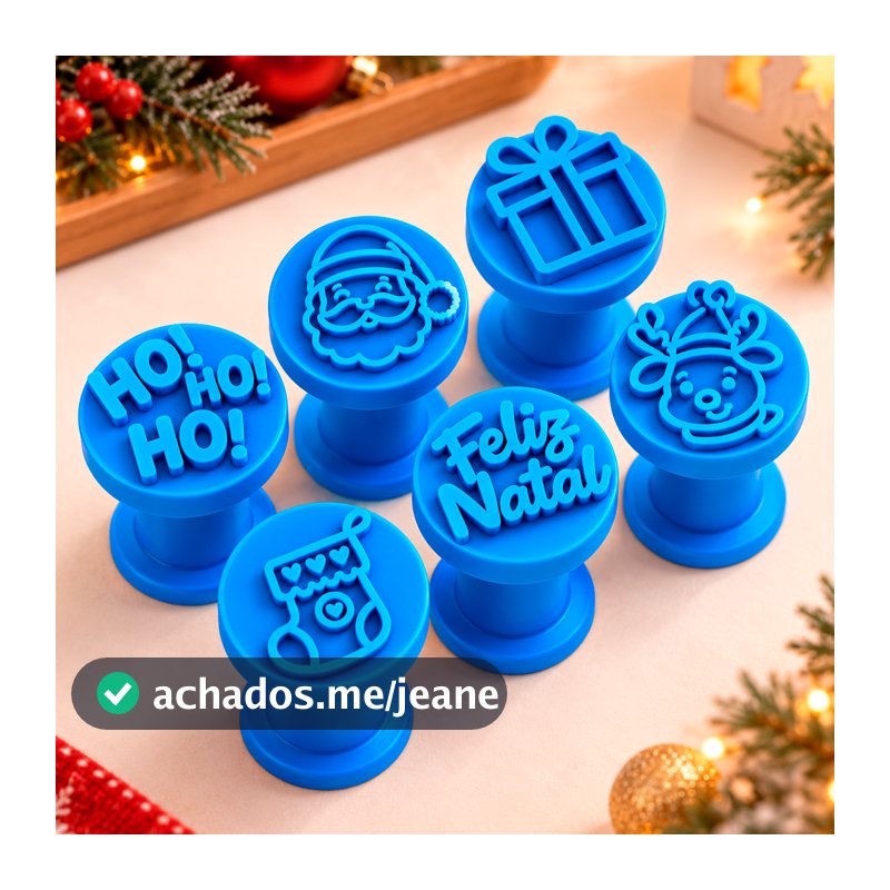 Kit 6 Carimbos Brigadeiro Natal Papai Noel Rena Feliz Natal Marcador Doces Natalinos 3cm