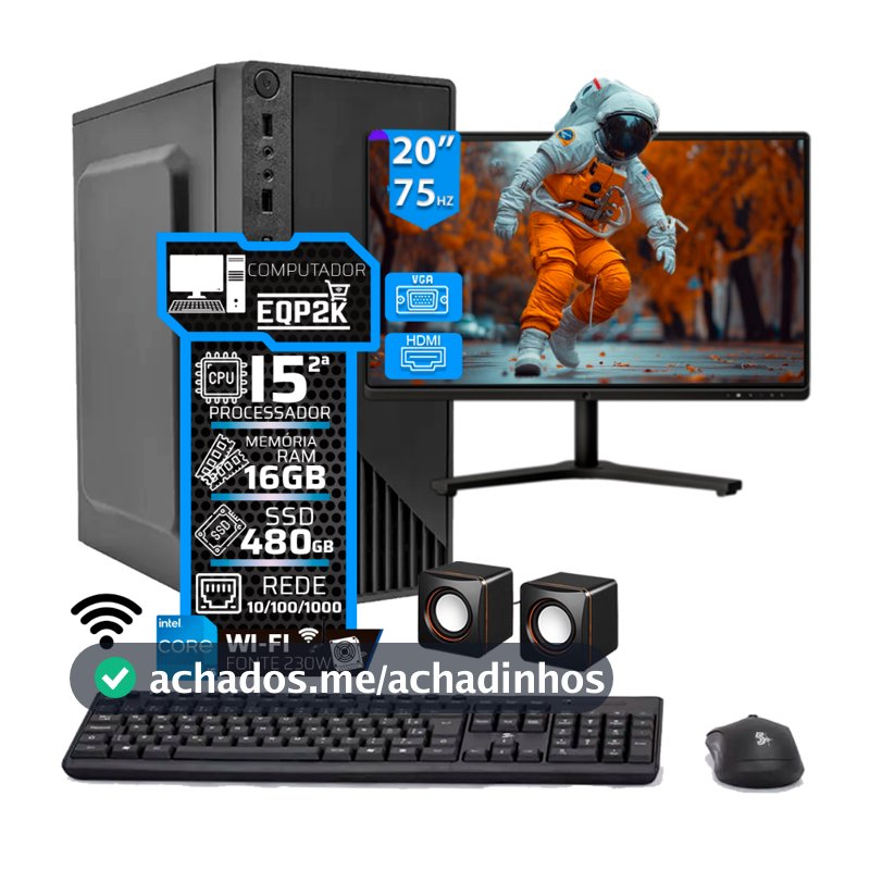 Computador Intel I5 Ssd 480gb 16gb Memória Ram Monitor 20