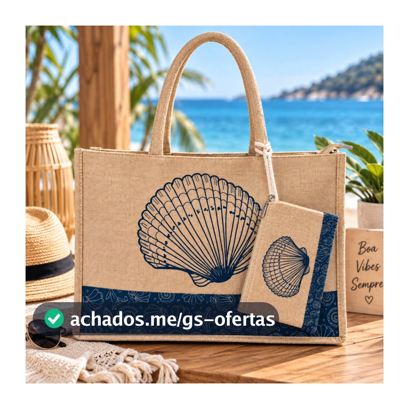 Bolsa Praia Feminina Juta Grande Estrela Mar Necessaire Zíper Verão Sacola Praia Viagem Piscina Moda Feminina