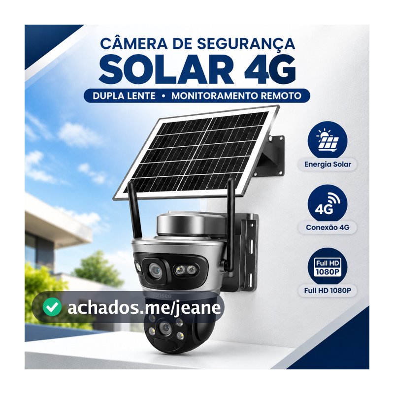 Câmera Solar Inteligente 4G Dupla Tela Vigilância Externa com Detecção de Movimento