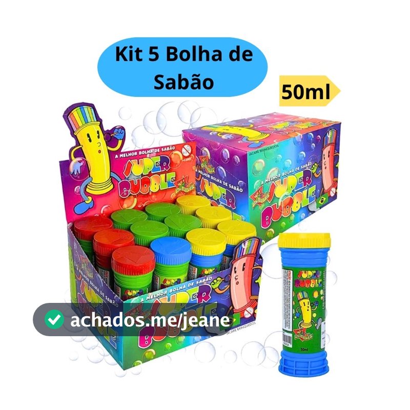 Kit 5 Bolha de Sabão Bolinha de Sabão Kit Festa Infantil Lembracinha Brinquedo Escolar