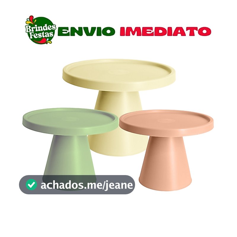 Kit 3 Boleira Cone 21cm Suporte - Festa - Decoração- Mesa posta - Aniversário - Casamento - Doces