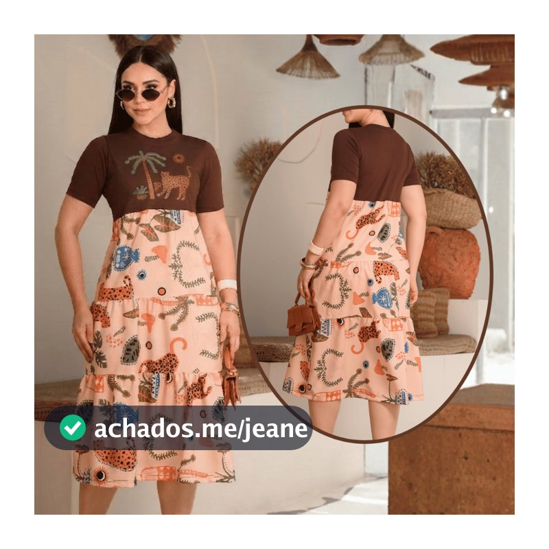 Vestido Midi Moda Evangélica Elegante Moda Casual Costa Estampado Slik Soltinho com Estampa
