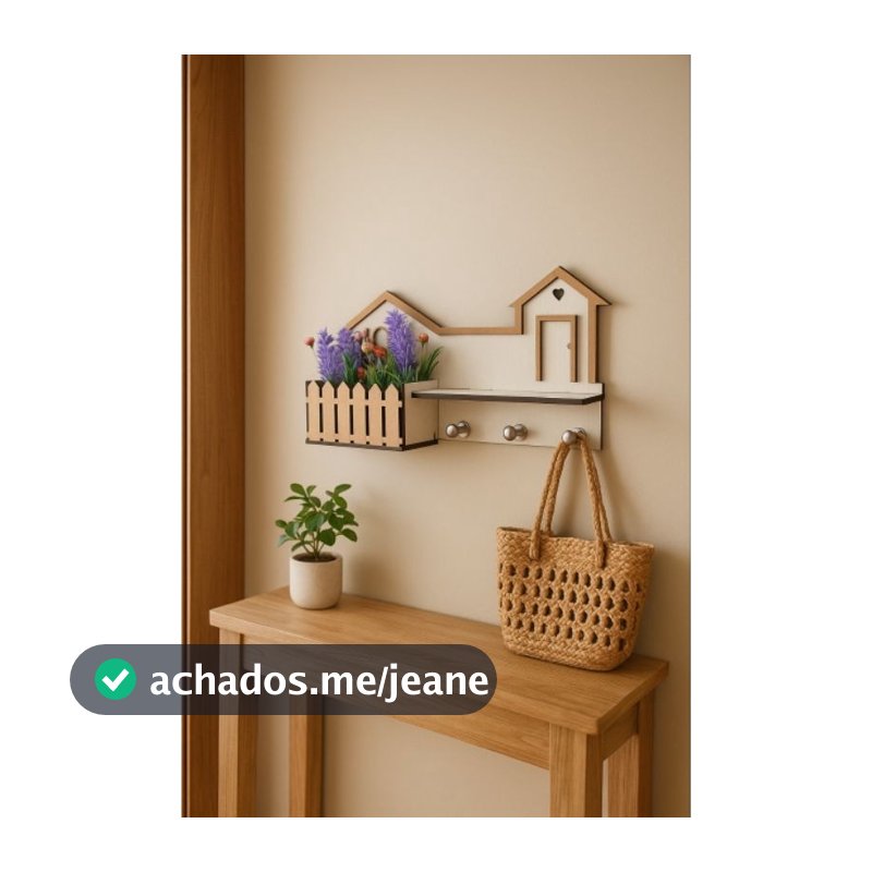 PORTA CHAVE CASA DAS FLORES | MDF DE ALTA QUALIDADE | 3 GANCHOS