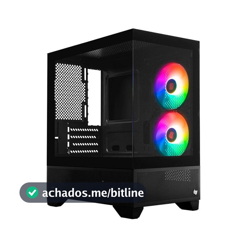 Gabinete Gamer Pichau Magpie 4B, Mini-Tower, Lateral de Vidro, Com 2 Fans, Preto, PG-MAG4B-BK2