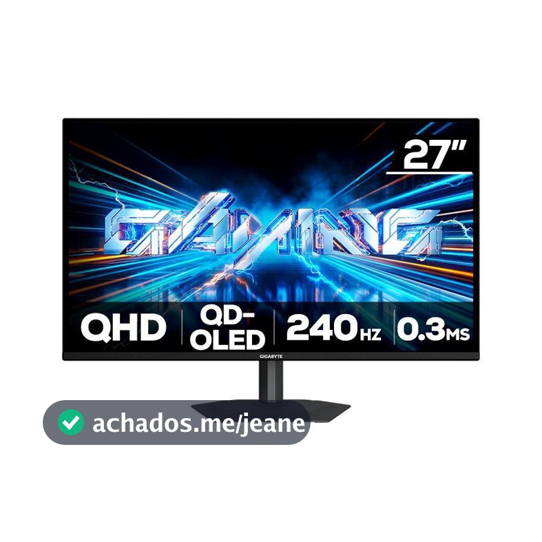 Monitor Gamer Gigabyte GO27Q24A 27'', QD-OLED QHD 240Hz, 0.03ms , G-Sync FreeSync Premium, HDMI/DP, Altura Ajustável
