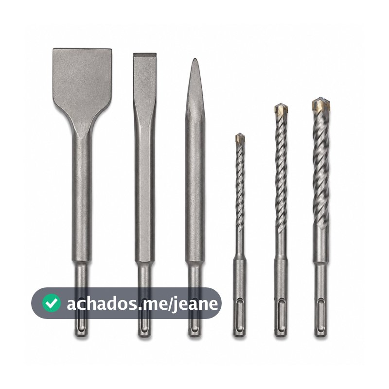 Kit 6 Peças SDS Plus para Martelete com Talhadeiras, Ponteira e Brocas para Concreto