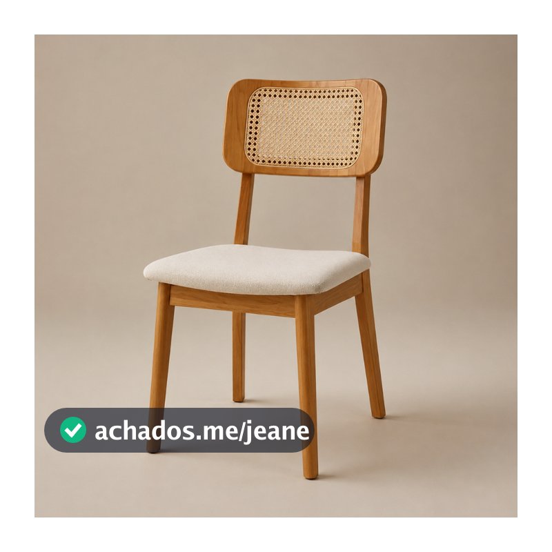 Cadeira Para Sala De Jantar Em Madeira Maçiça Encosto Telinha Assento Linho Premium