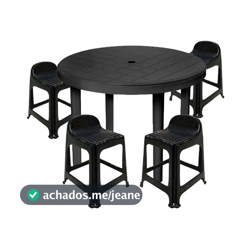 Jogo Mesa Redonda Com Pés Desmontaveis Com 4 Banquetas Com Apoio Pé