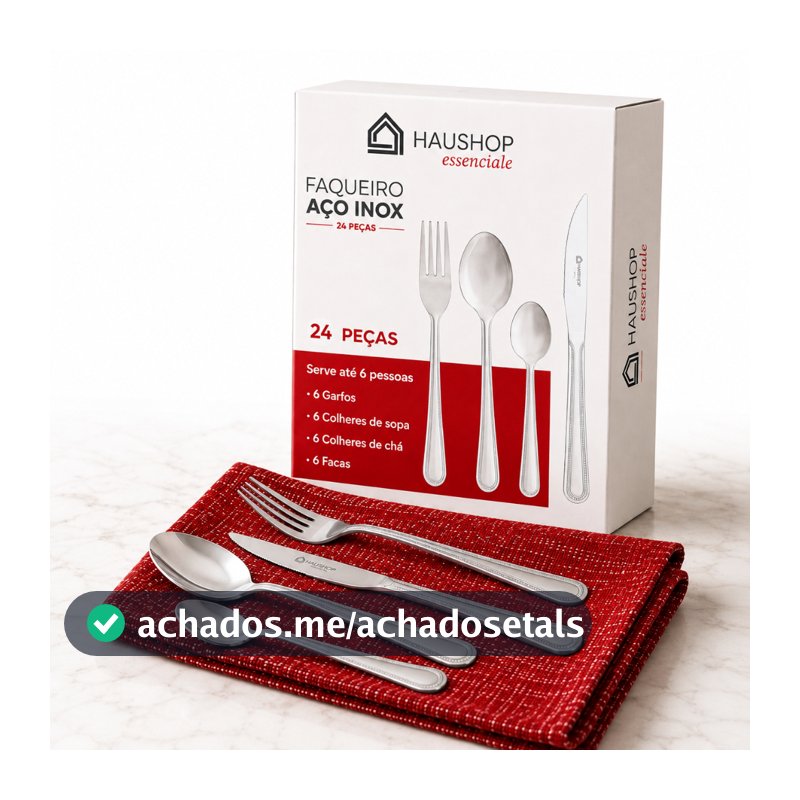 Faqueiro Inox 24 Peças Essenciale Haushop Jogo De Talheres Conjunto Mesa Posta Premium Resistente