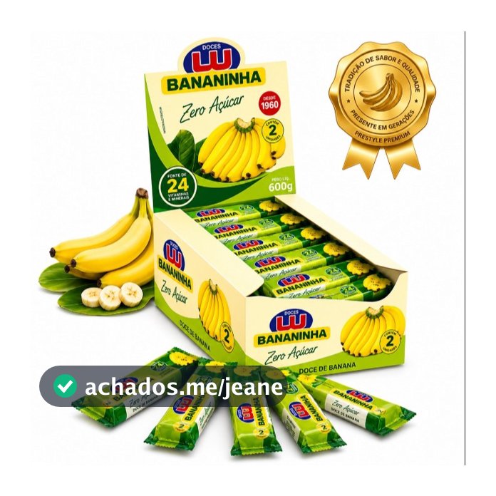 Bananinha Sem Adição de Açúcar 24 Unidades 600g Snack Fit Natural Pré-Treino Energia Rápida