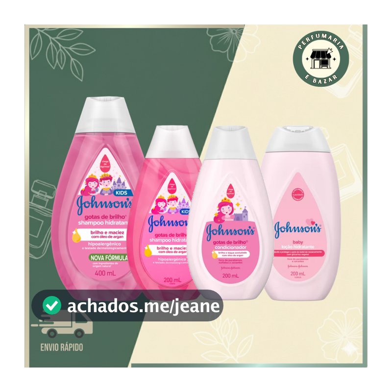 KIT JOHNSON'S BABY Gotas de Brilho - Shampoo + Condicionador + Loçao Hidratante