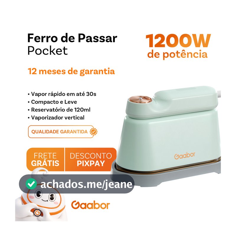 Gaabor Ferro a Vapor Portátil Top Clean Aquecimento Rápido Tamanho Pequeno e Fácil de Guardar HM-M01A