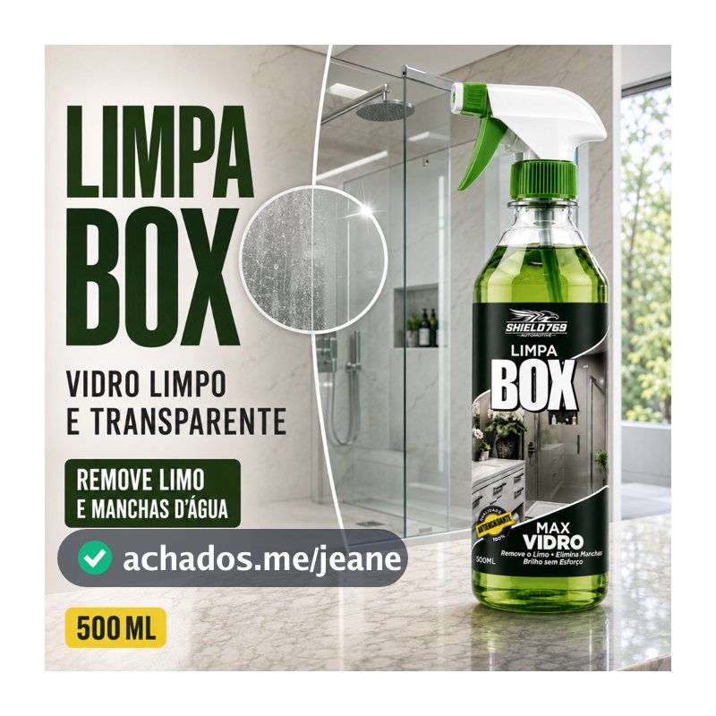 Limpa Vidro Box Banheiro Removedor De Manchas Box Janelas e Vidros Automotivos