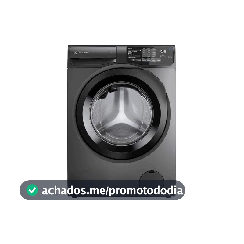 Lavadora de Roupas Electrolux Inverter 12kg Cesto Inox 8 Programas de Lavagem Água Quente Cinza Ônix LFC12