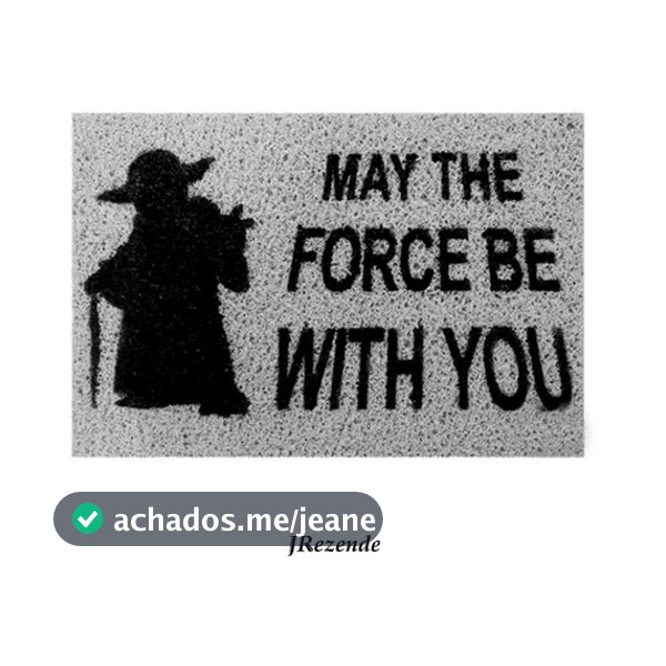 Tapete Capacho Vinil / PVC Coleção Cinema Star Wars Mestre Yoda MAY THE FORCE BE WITH YOU 60 cm X 40 cm