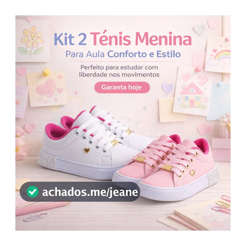 Kit 2 Tênis Menina Para Aula | Conforto e Estilo, Perfeito Para Estudar Do 25 ao 36 | GARANTA AGORA!