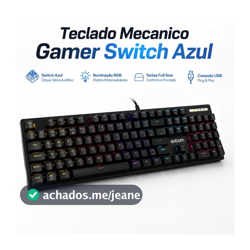 Teclado Gamer Mêcanico 17 Funções Rgb Switch Blue Pc | LED Multicolor | Anti-Ghostig